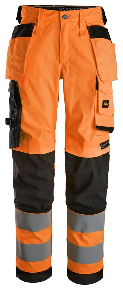 High-Vis-Damenstretchhose mit Holstertaschen, Warnschutzklasse 2