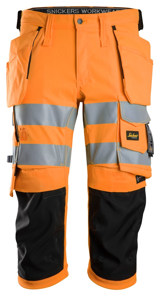 High-Vis-Stretch-Piratenhose mit Holstertaschen, Warnschutzklasse 1/2