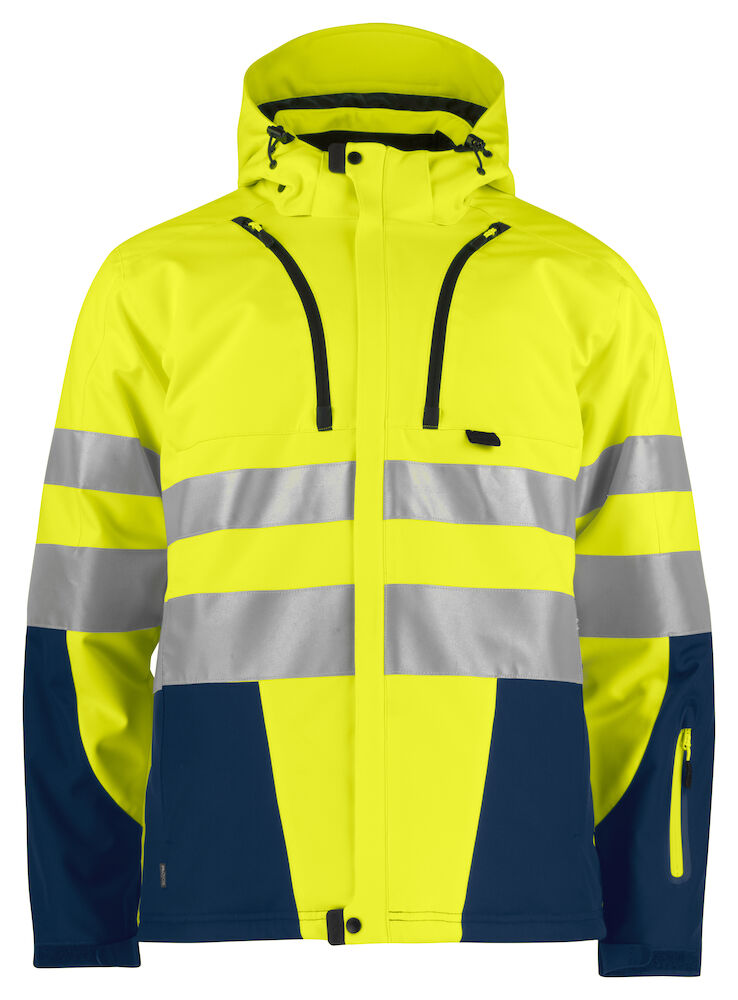 6420 GEFÜTTERTE SOFTSHELL-JACKE EN ISO 20471 KLASSE 3/2 10 gelb/marine hv 4XL