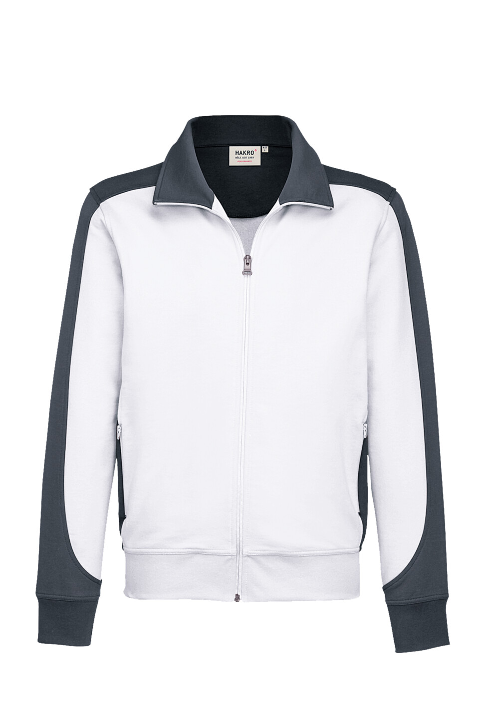 Hakro Mikralinar Sweatjacke Contrast 001-weiss XS