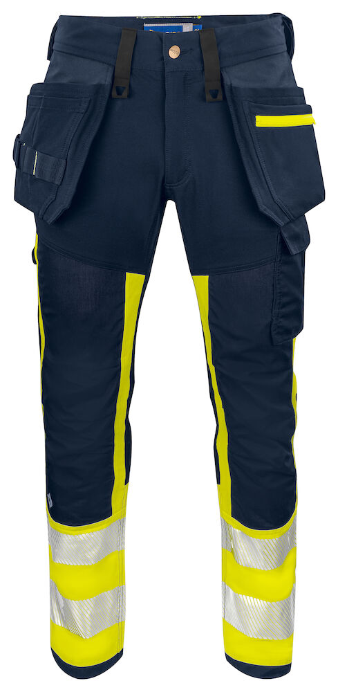 6540 BUNDHOSE MIT HÄNGETASCHEN EN ISO 20471 KLASSE 1 10 gelb/marine hv C44, Standard