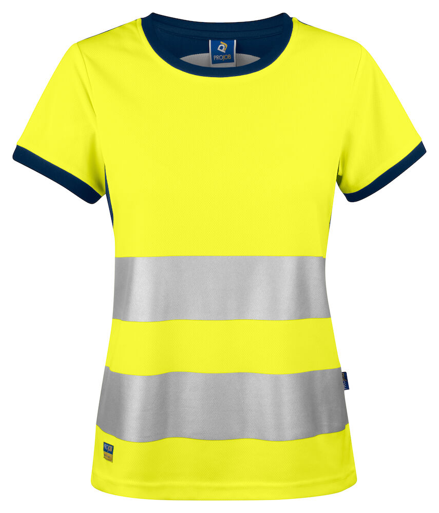 6012 DAMEN T-SHIRT EN ISO 20471 KL. 2 10 gelb/marine hv 3XL