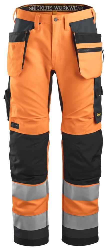 High-Vis-Arbeitshose+ mit Holstertaschen, Warnschutzklasse 2