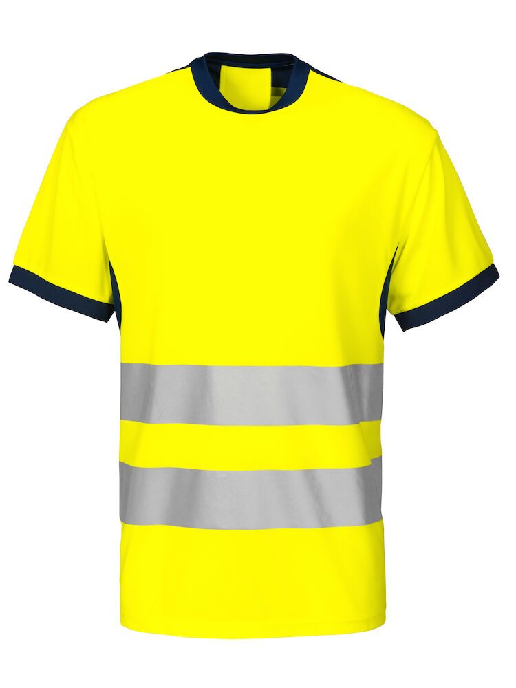 6009 T-SHIRT EN ISO 20471 KLASSE 2 10 gelb/marine hv 4XL