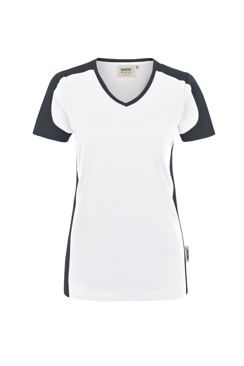 Hakro V-Shirt Damen Mikralinar 001028-weiss/anthrazit XS Hakro V-Shirt Damen Mikralinar 001028-weiss/anthrazit XS