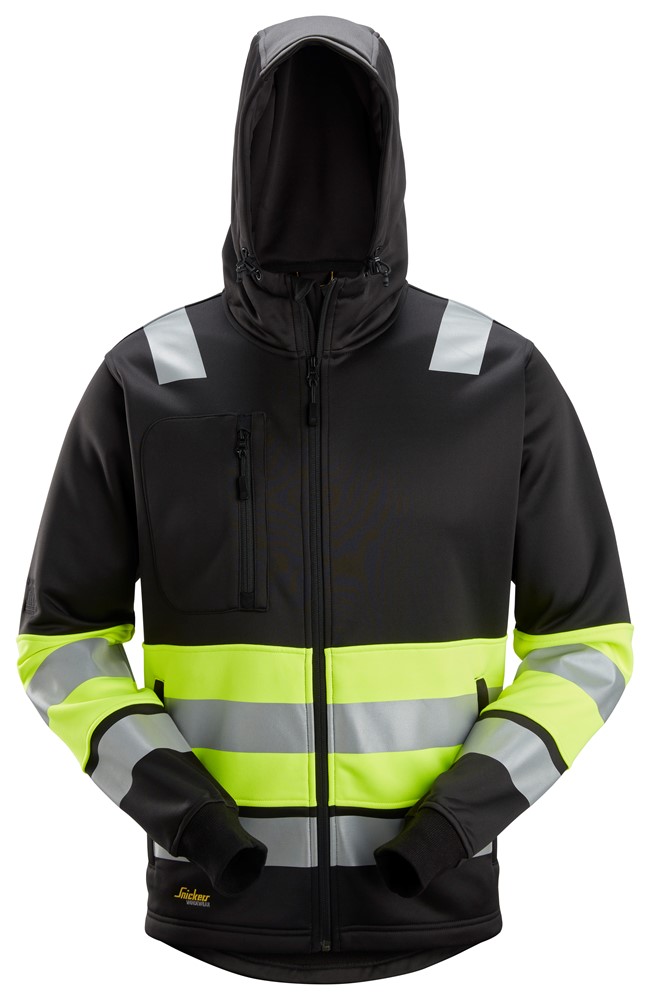 High-Vis-Kapuzenjacke mit durchgehendem Reißverschluss, Warnschutzklasse 1